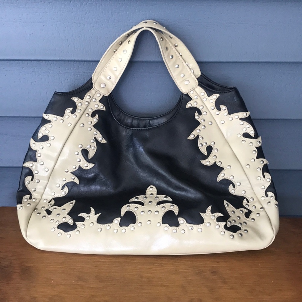 Susan Nichole Black and Cream Handbag